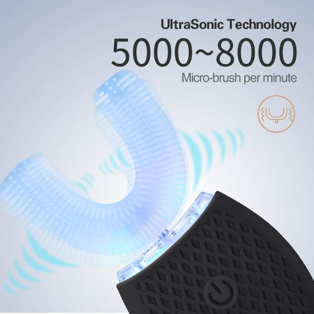 Sonic Brush V5, Ultrasonic Electric Toothbrush Adults U Shaped Automatic Toothbrushes, Sonic Toothbrush 360° Oral Cleaning Wireless Charging & Led Light|Ipx7 Waterproof (Black)