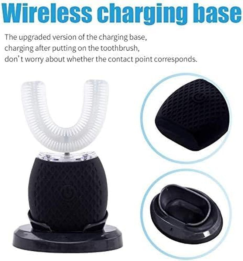 Sonic Brush V5, Ultrasonic Electric Toothbrush Adults U Shaped Automatic Toothbrushes, Sonic Toothbrush 360° Oral Cleaning Wireless Charging & Led Light|Ipx7 Waterproof (Black)