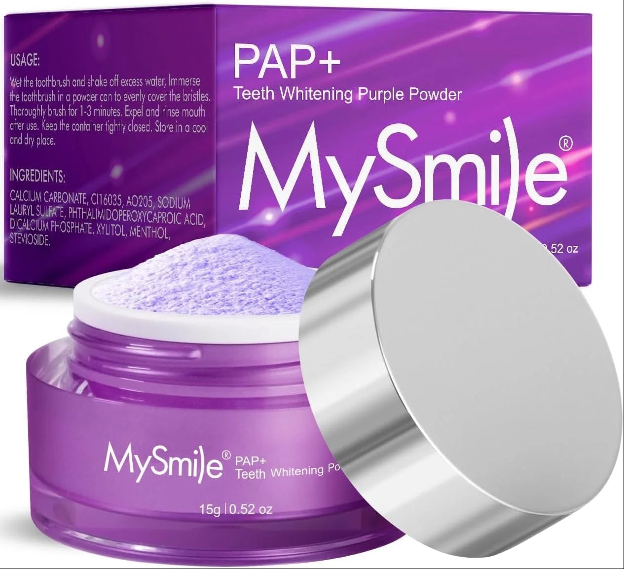 V34 Teeth Whitening Powder, Tooth Powder Purple Color Correct Remove Tooth Stains, Cavity Prevention Little Foam for Cleaning Tooth Fresh Breath Alternative Fluoride Free Toothpaste